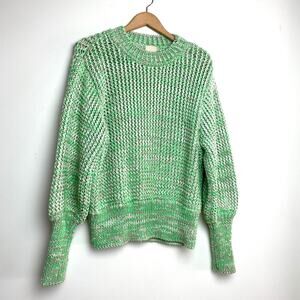 H&M Chunky Open Weave Green Chunky Crochet Knit Oversized Coastal Sweater L